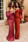 Long Sleeves OF or On Shoulder Soft Satin Prom & Bridesmaid Dress CD7482-1