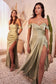 A-Line Satin Off The Shoulder Dress-10