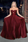 Strapless A-Line Satin Keyhole Sweetheart Long Evening Dress CD7496-8