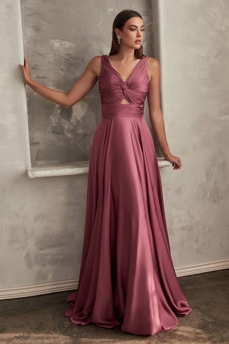 A-Line Satin Keyhole Dress-7
