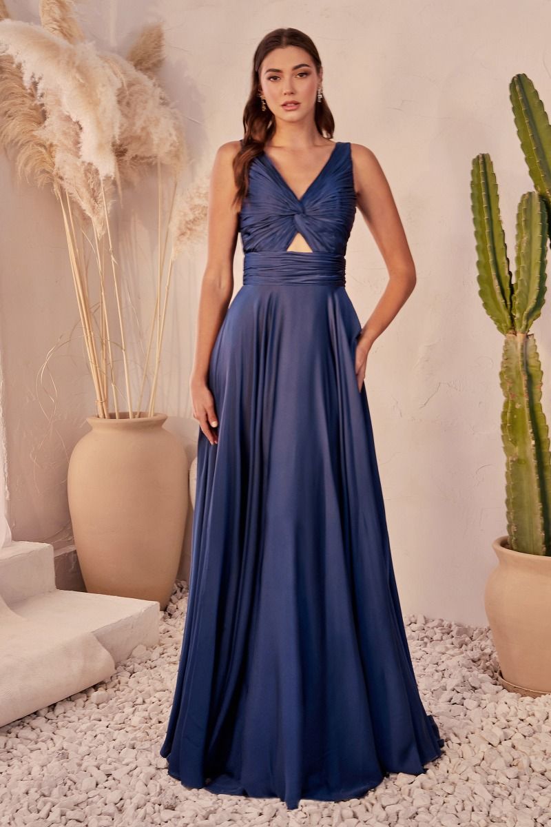 A-Line Satin Keyhole Dress-8