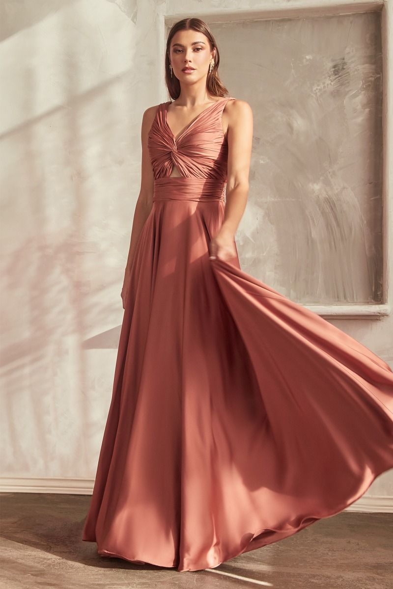 A-Line Satin Keyhole Dress-10