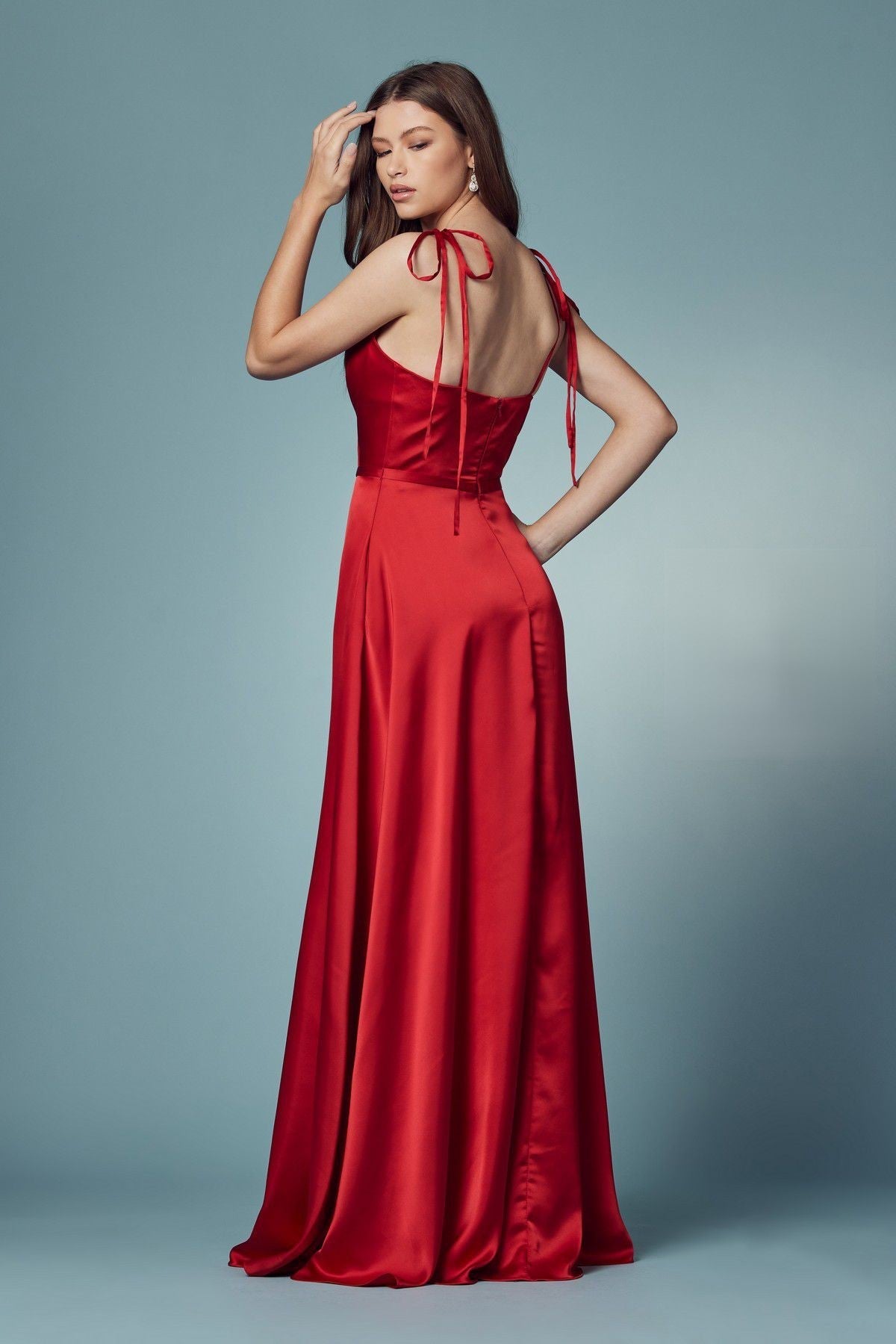 Double Breasted Spaghetti Straps High Slit Long Bridesmaid Dress NXR1029-13