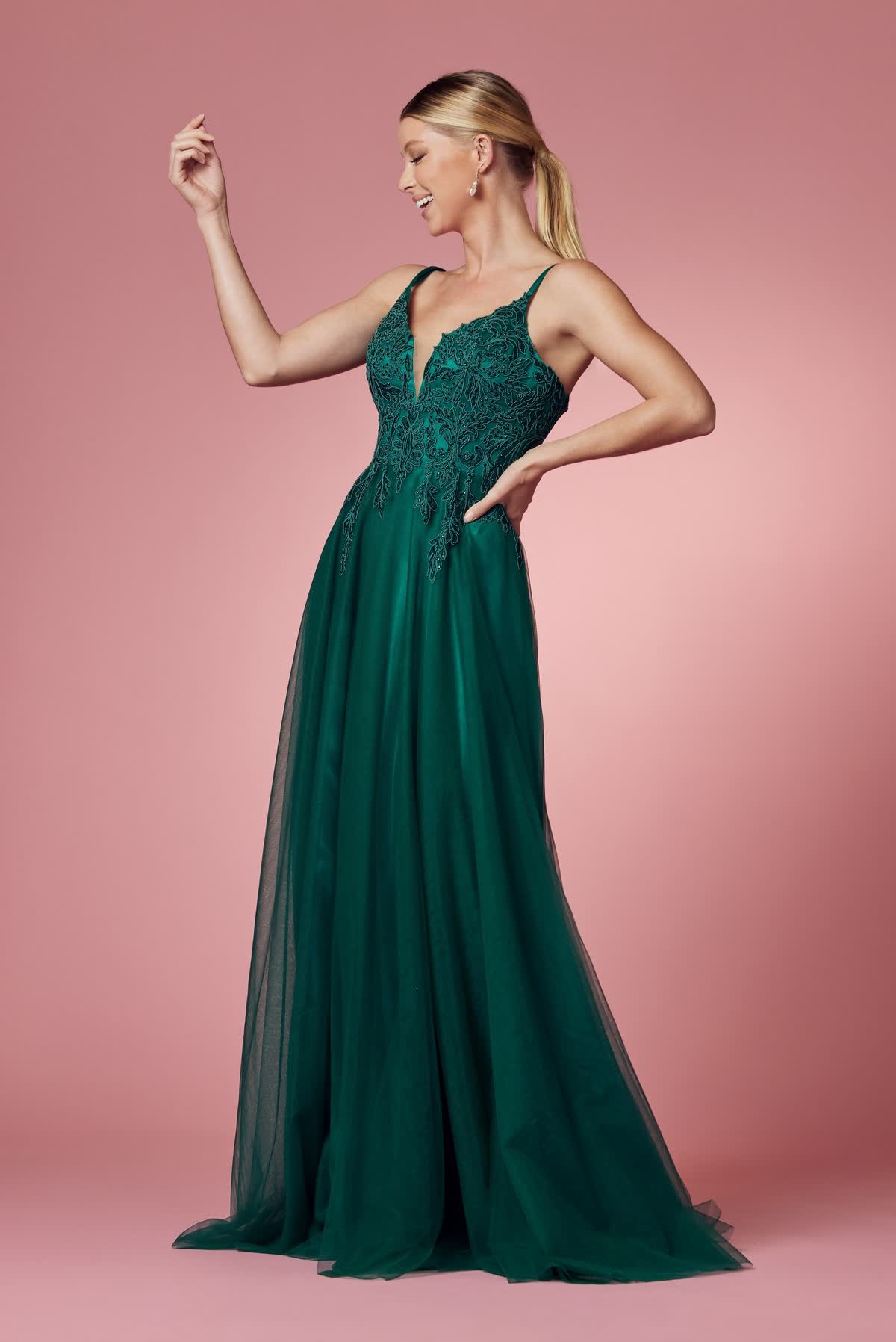 Embroidered Bodice Long Prom & Bridesmaid Dress NXR357-6