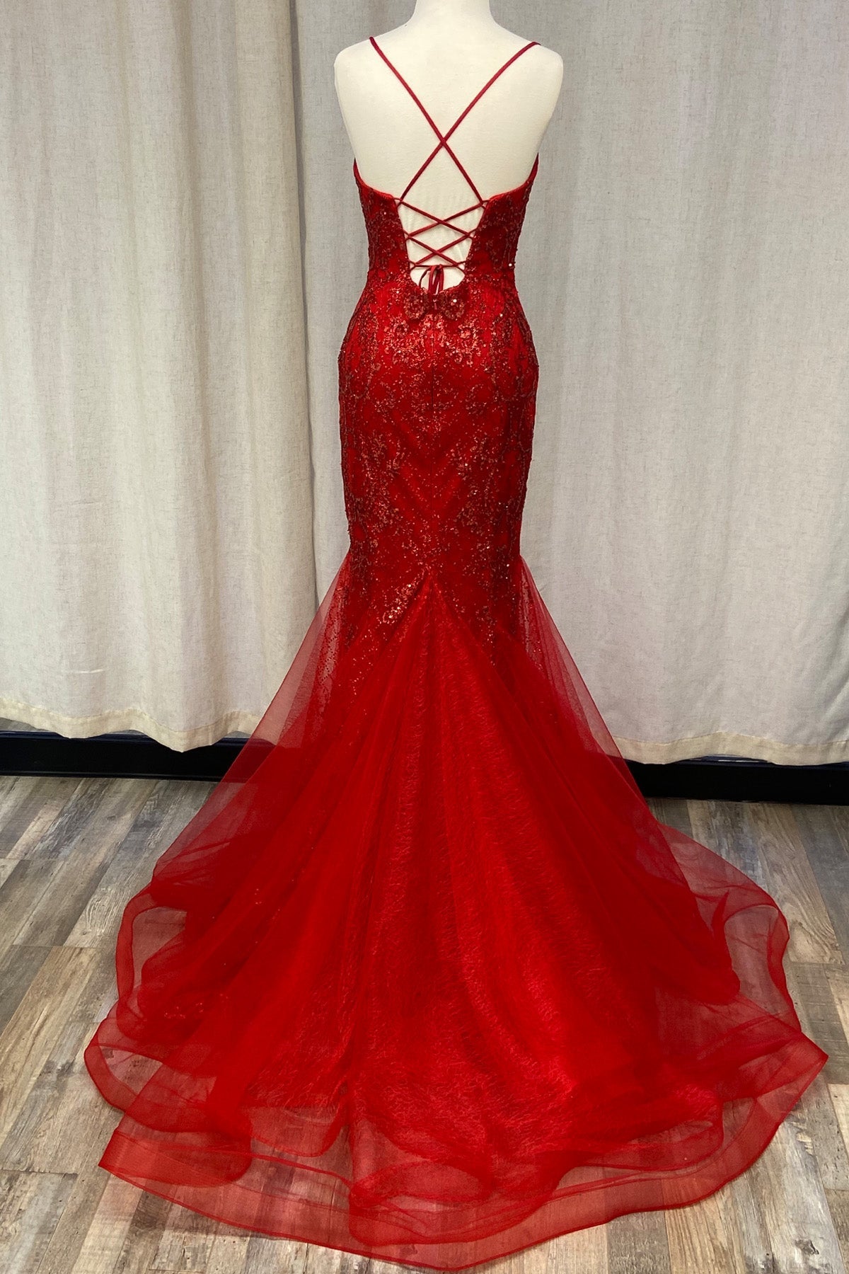 Memraid Tulle Skirt Embroidered Lace Long Prom Dress NXC1108-7