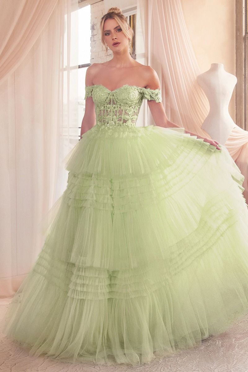 Pleated Tulle Ball Gown-1