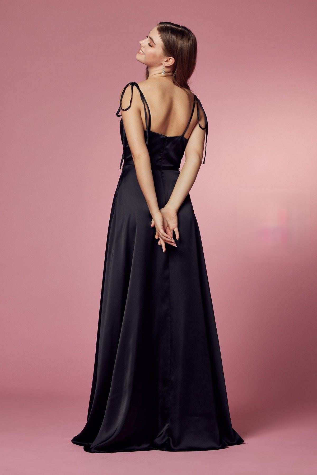 Double Breasted Spaghetti Straps High Slit Long Bridesmaid Dress NXR1029-15