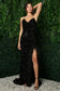 Embroidered Sequin Feather Skirt Side Slit Long Prom Dress NXR1059-7