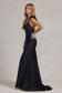 Mermaid Satin Embellished Feather Open Back Long Prom Dress NXT1138-8