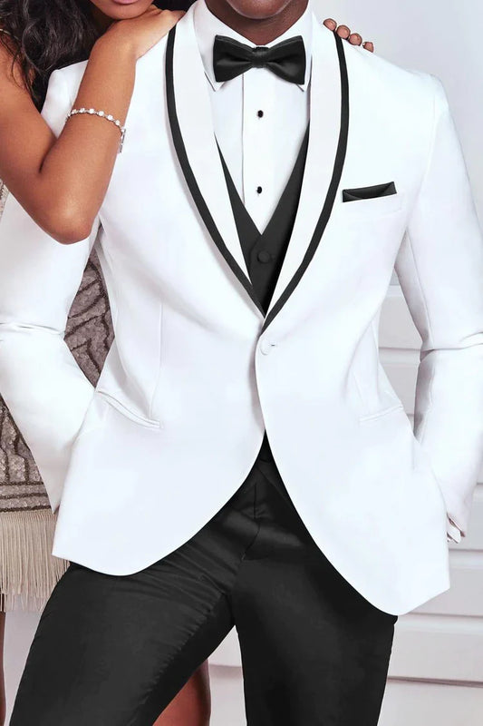 "Xavier" White Tuxedo Jacket-0