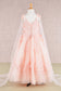Floral Applique Glitter Mesh with Detachable Side Mesh Drape Quinceanera Kids Dress GLGK111-5