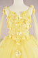 Floral Applique Glitter Mesh with Detachable Side Mesh Drape Quinceanera Kids Dress GLGK111-2
