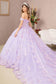 3-D Flower Applique Jewel Mesh Quinceanera Gown w/ Long Tail-7