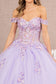3-D Flower Applique Jewel Mesh Quinceanera Gown w/ Long Tail-8