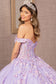 3-D Flower Applique Jewel Mesh Quinceanera Gown w/ Long Tail-9