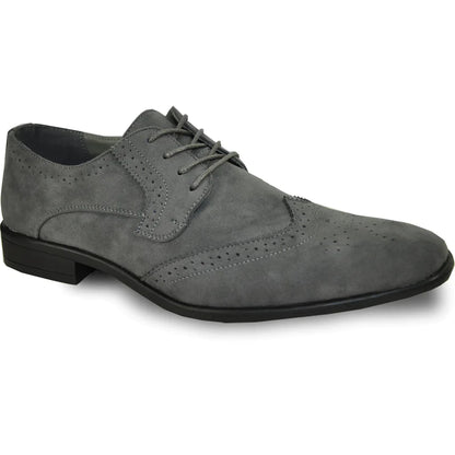 BRAVO Men Dress Shoe KING-3 Wingtip Oxford Shoe Grey-0