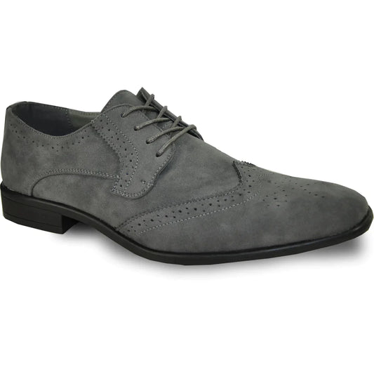 BRAVO Men Dress Shoe KING-3 Wingtip Oxford Shoe Grey-0