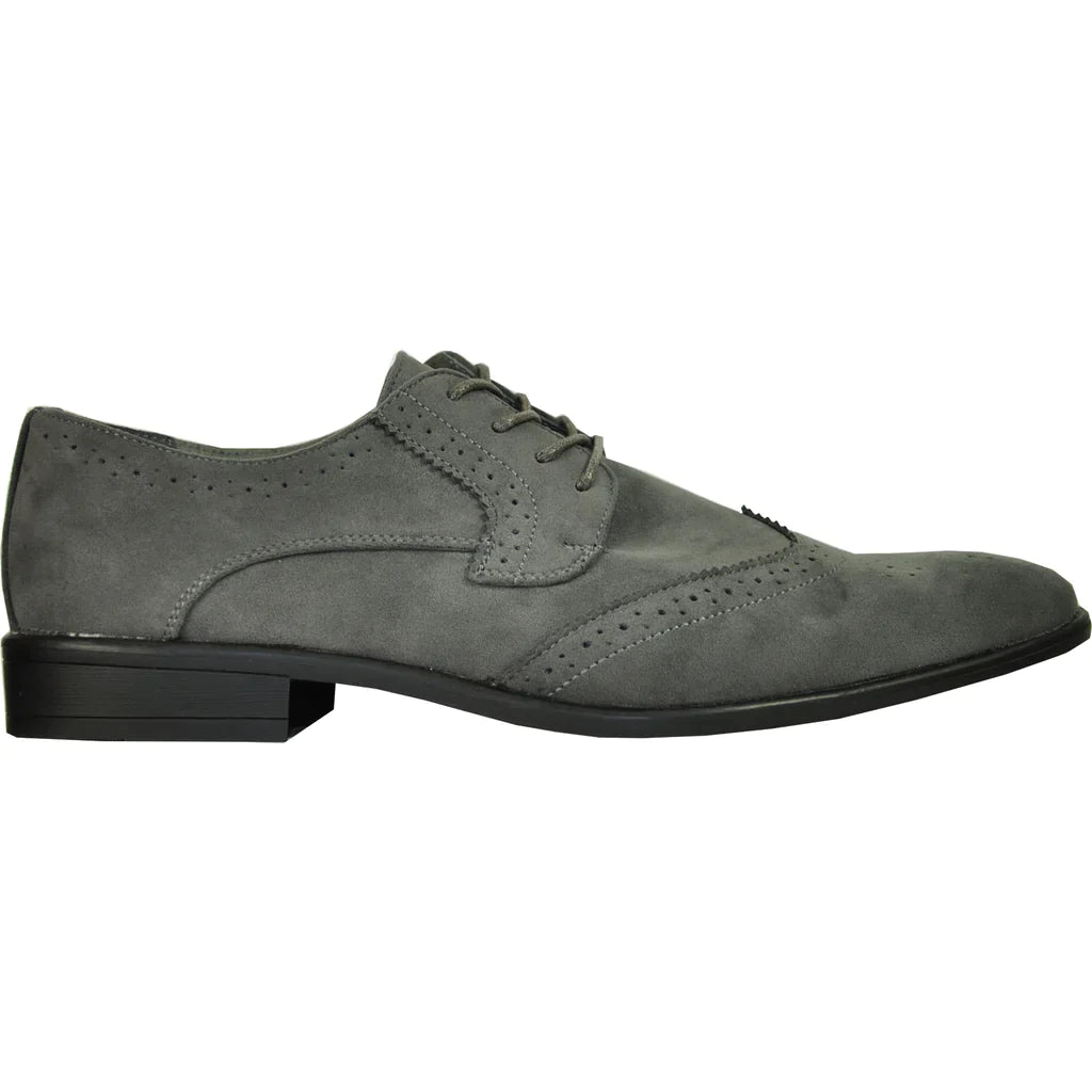 BRAVO Men Dress Shoe KING-3 Wingtip Oxford Shoe Grey-3