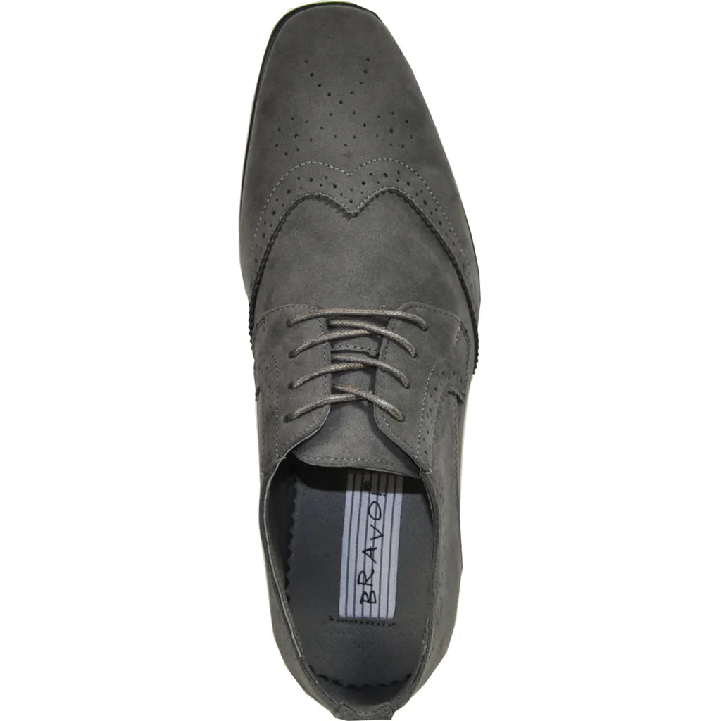 BRAVO Men Dress Shoe KING-3 Wingtip Oxford Shoe Grey-5