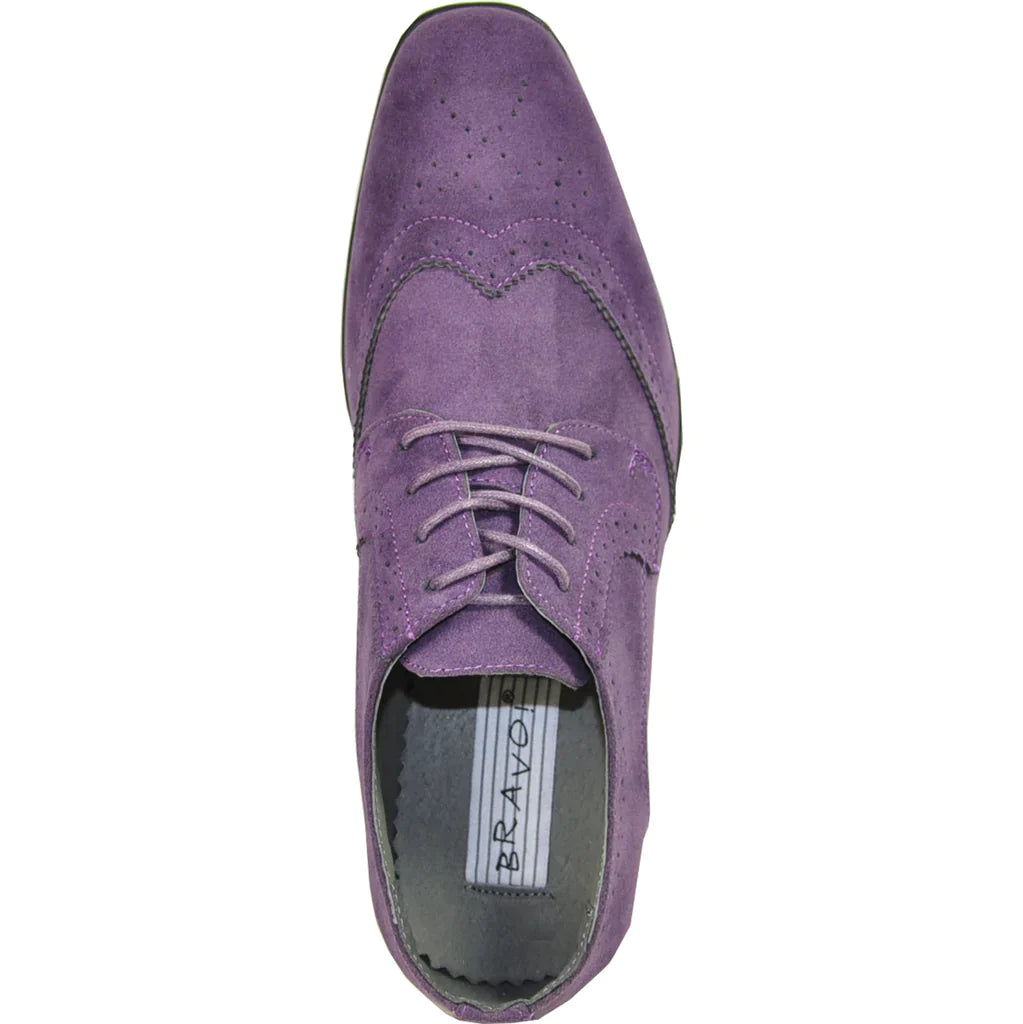 BRAVO Men Dress Shoe KING-3 Wingtip Oxford Shoe Purple-5