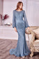 Fully Pearled Luxury Gathered Long Sleeves Modern Mermaid Style Fitted On Waist Ball & Prom Dress CDA0997-4