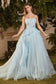 Strapless Layered Tulle Floral Embroidered Bodice A-line Prom & Ball Dress CDA1021-3