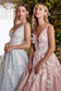 Gardenia Blue and Mauve Ball & Prom Gown Floral Cute V-neck Pointy Back Bodice A-line tender bridesmaid evening Gala Dresses CDA1028-1