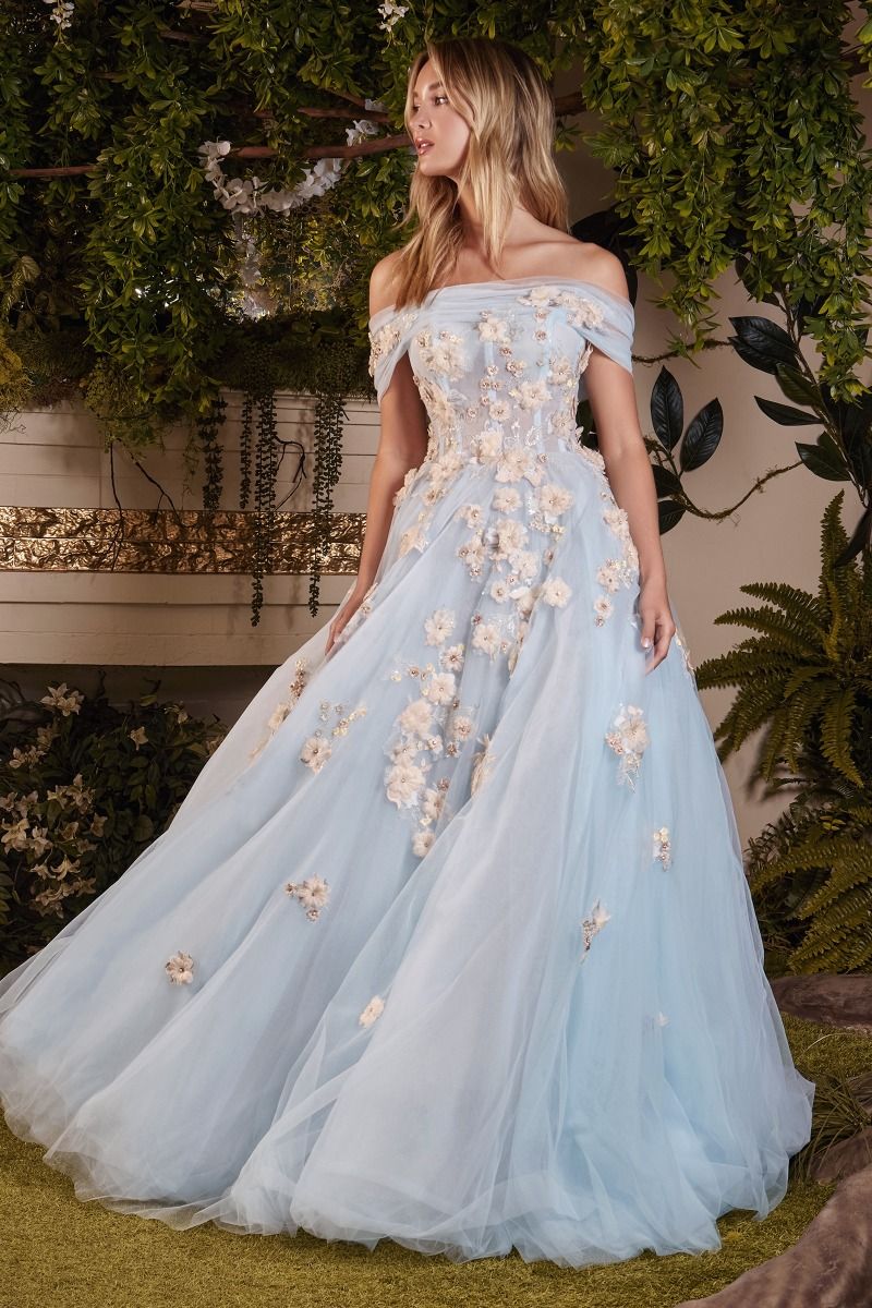 Fairytale Garden Couture Off Shoulder Long Ball Gown CDA1048-2