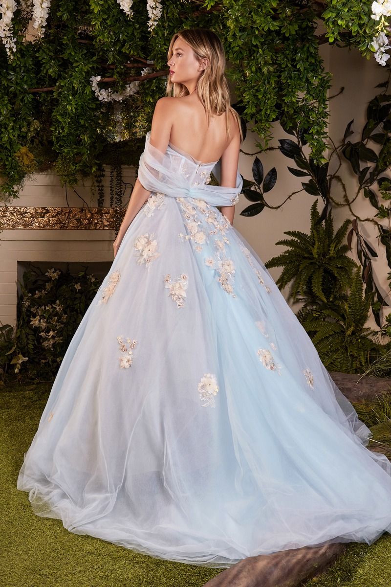 Fairytale Garden Couture Off Shoulder Long Ball Gown CDA1048-4