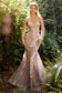 Rose-Tinted Glass Beaded Matching Gloves Mermaid Sweetheart Long Prom Gown CDA1157-3