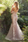 Rose-Tinted Glass Beaded Matching Gloves Mermaid Sweetheart Long Prom Gown CDA1157-1