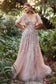 Petal Embellished Ruffle sleeve Vintage Feather and Sequin Prom & Bridesmaid Dress CDA1176-2