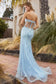 Crystal Studded Lace Mermaid Strapless Cut Outs Long Prom CDA1211-4