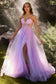 Off Shoulder A-Line Side Slit Tulle Skirt Long Prom Dress CDA1237-1