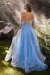 Off Shoulder A-Line Side Slit Tulle Skirt Long Prom Dress CDA1237-3