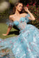 BLUE FLORAL PRINTED BALL GOWN CDA1285-3