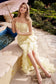 One Shoulder Embellished Yellow Gown-1