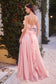 STRAPLESS CHIFFON RUFFLE A-LINE DRESS CDA1341-6