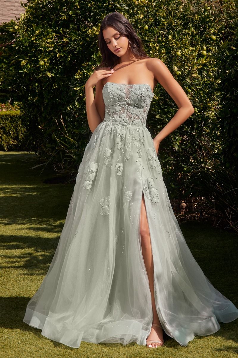 STRAPLESS SAGE BALL GOWN CDA1346-0