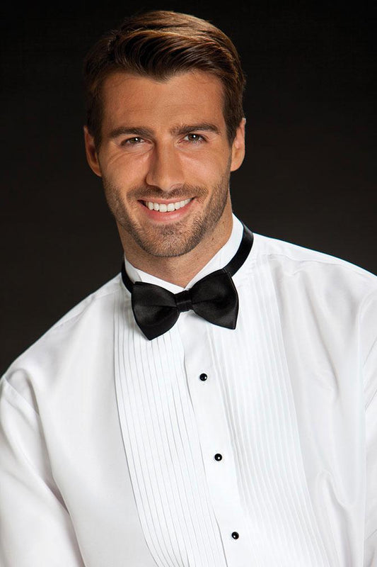 "Aldo" White Pleated Wingtip Tuxedo Shirt-0