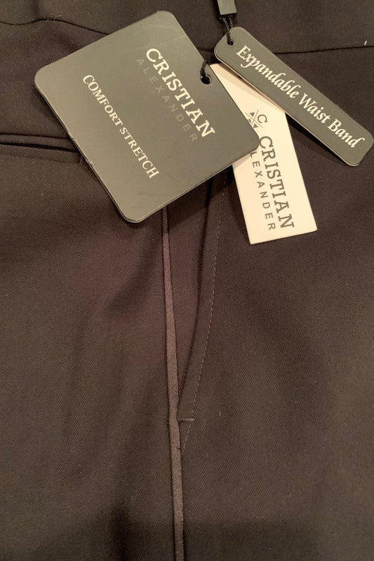 "Austin" Black Performance Stretch Tuxedo Pants - Unhemmed-0