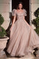 Retro Puff Sleeves Sweetheart Neckline Laced Bodice Layered A-Line Tulle Skirt Prom & Bridesmaid Dress CDB711-0