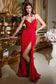Gathered Stretch Satin Gown-1
