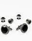 Black Circular Enamel with Rhinestones Gold or Silver Edge Studs and Cufflinks Set-1
