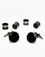 Black Circular Onyx with Gold or Silver Trim Studs and Cufflinks Set-1