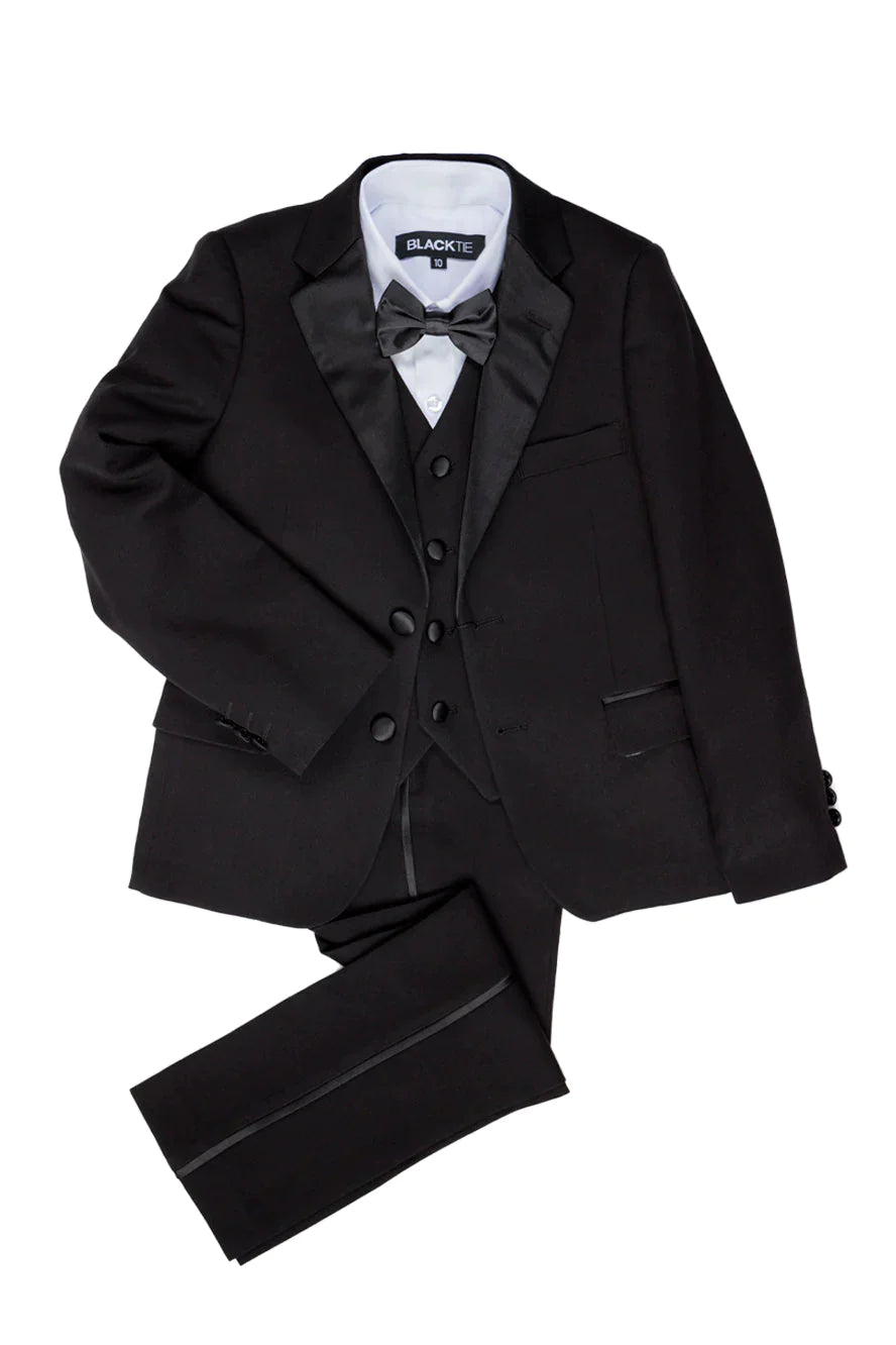 "Kingston" Kids Onyx Black Tuxedo (5-Piece Set)-9