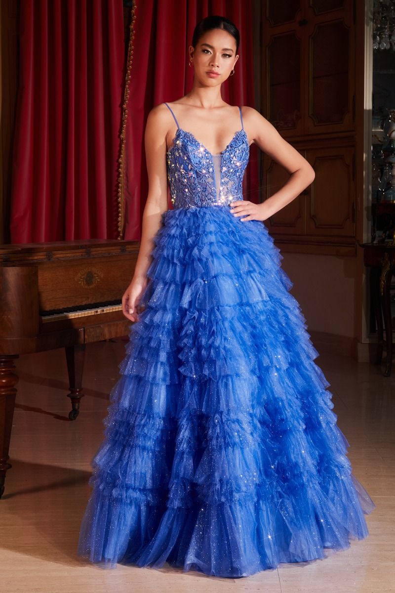 RUFFLED LAYERED BALL GOWN  CDC152-3