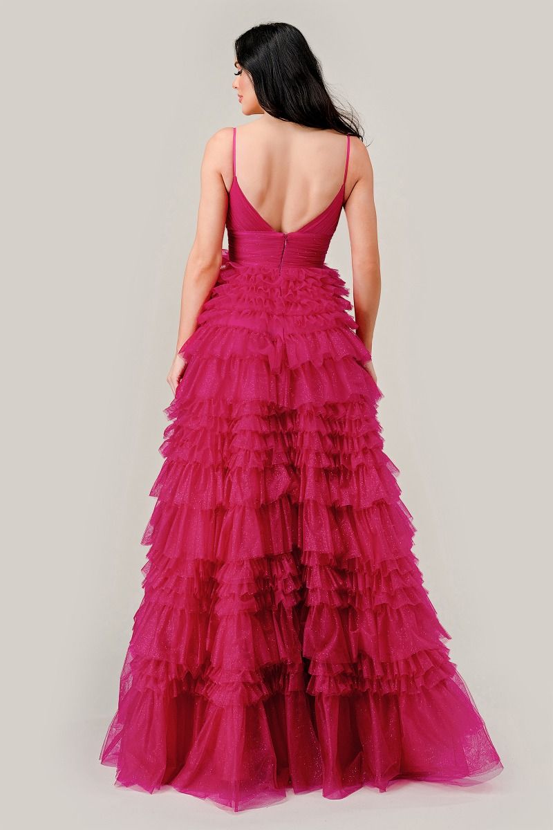 RUFFLED LAYED TULLE BALL GOWN CDC156-1