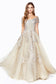 A-Line Dress With Embellished Lace Applique And Corset Lace Up Back.-0
