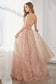 Embellished Glitter Lace Straps A-Line Long Ball Gown CDC32 Sale-1